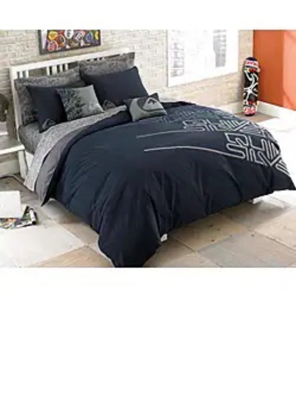 TWIN XL Comforter/Duvet Cover+Sham+sheet bed set~QuikSilver Labyrinth~gray 5pc